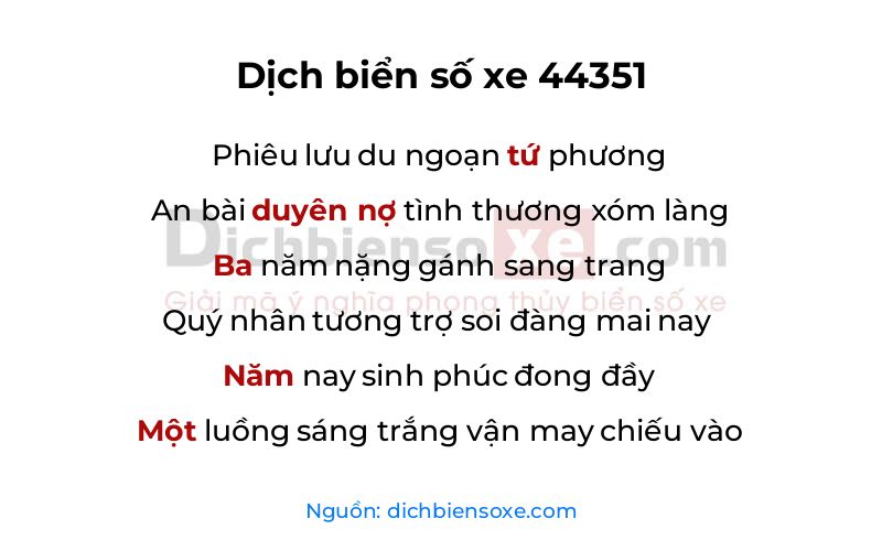 Dịch thơ biển số 44351