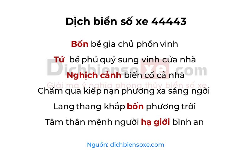 Dịch thơ biển số 44443