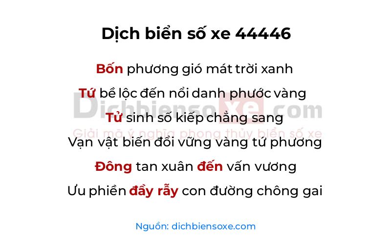 Dịch thơ biển số 44446