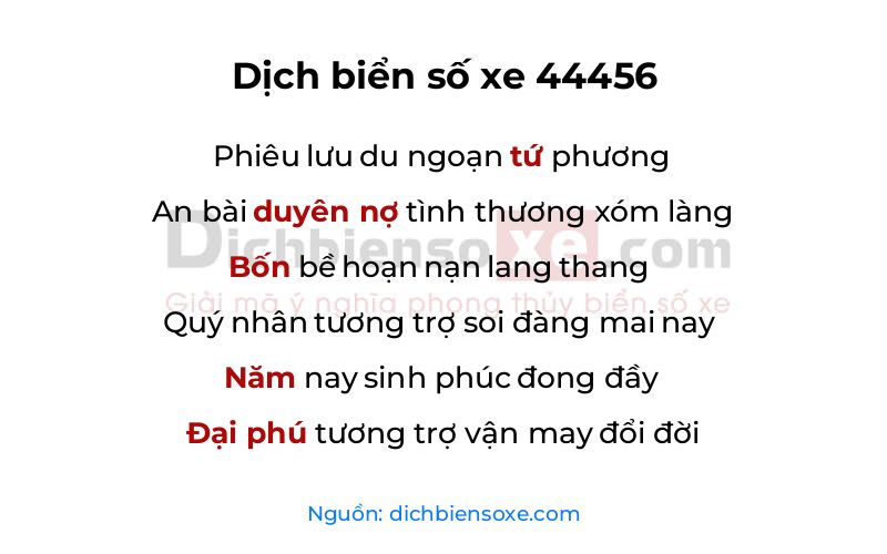 Dịch thơ biển số 44456