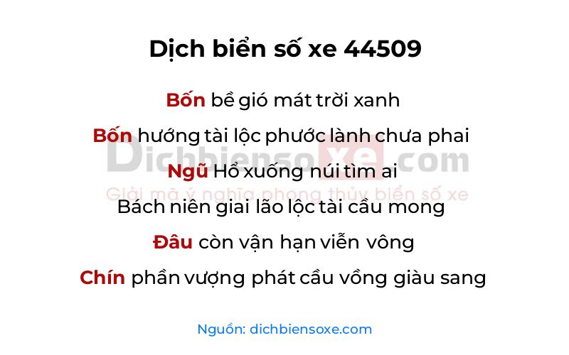Dịch thơ biển số 44509