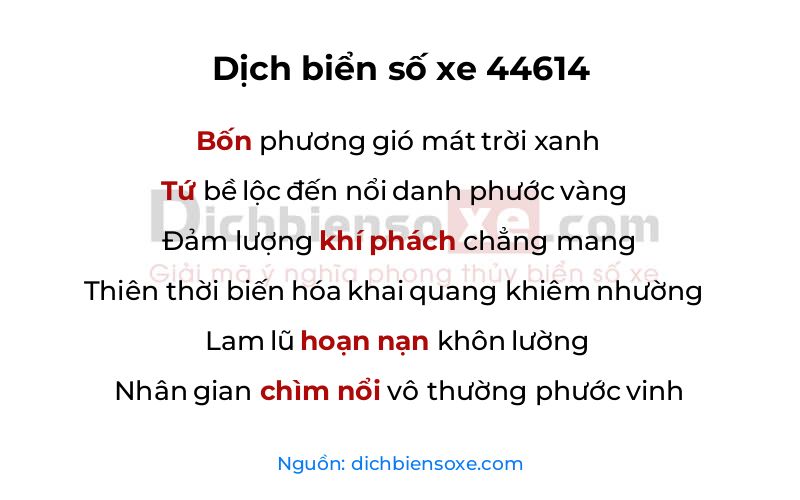 Dịch thơ biển số 44614