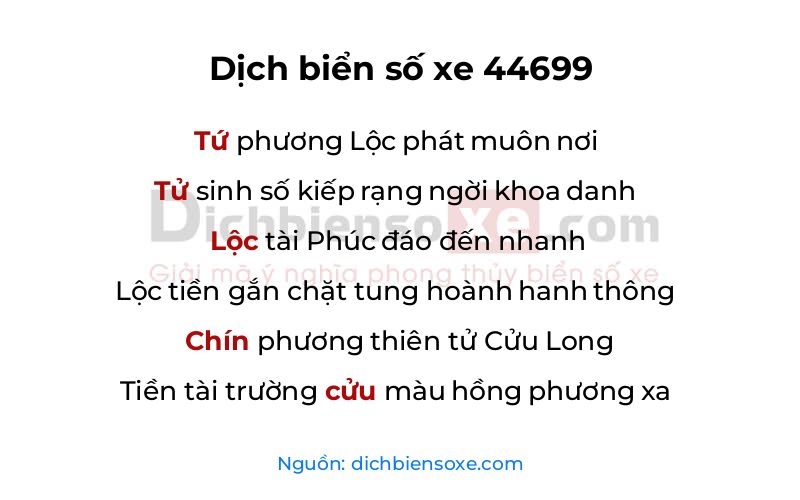Dịch thơ biển số 44699