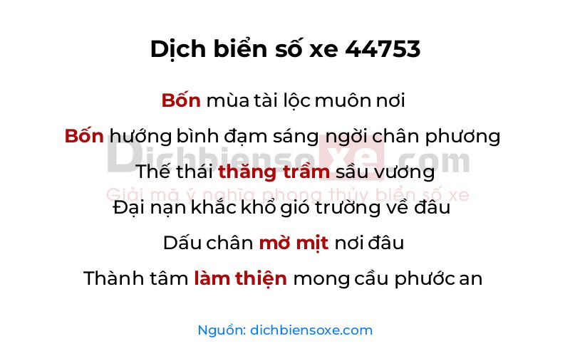 Dịch thơ biển số 44753