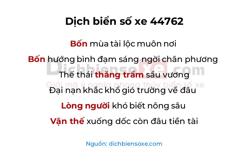 Dịch thơ biển số 44762