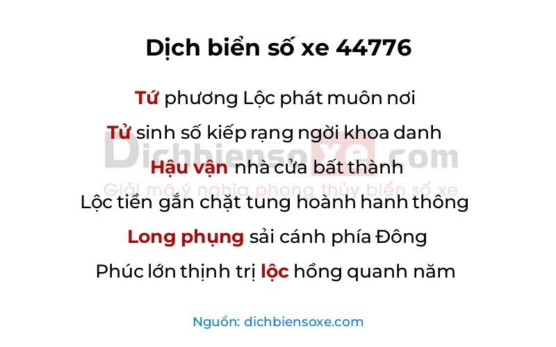 Dịch thơ biển số 44776