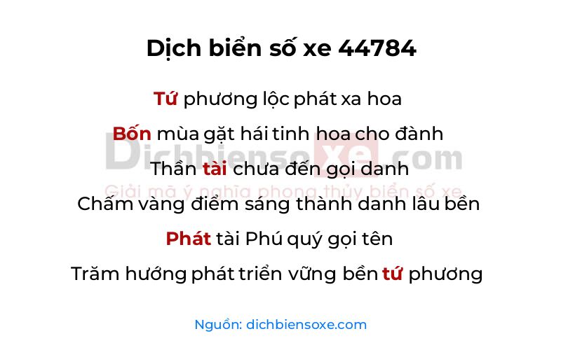Dịch thơ biển số 44784