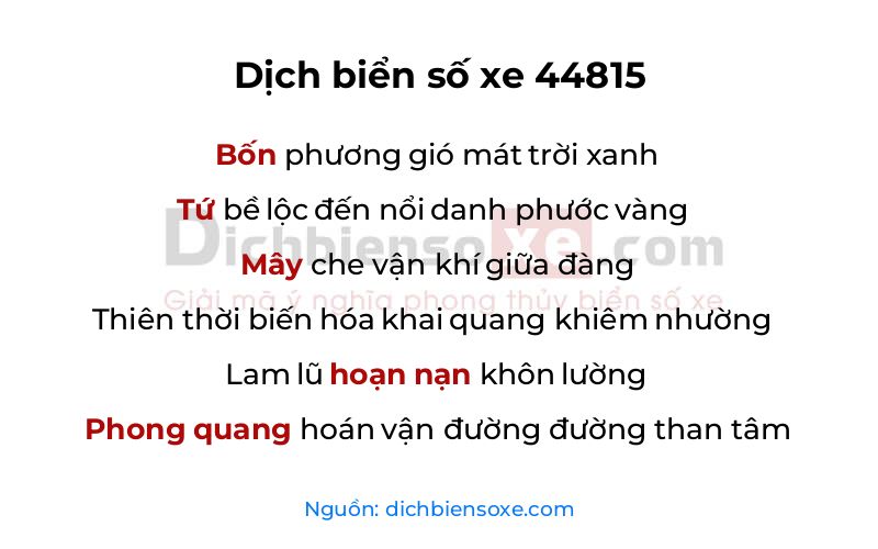 Dịch thơ biển số 44815