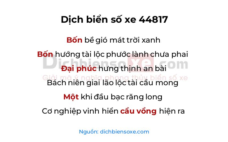 Dịch thơ biển số 44817