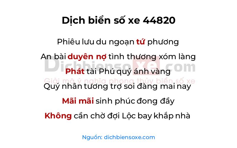 Dịch thơ biển số 44820