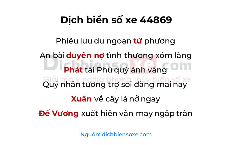 Dịch thơ biển số 44869