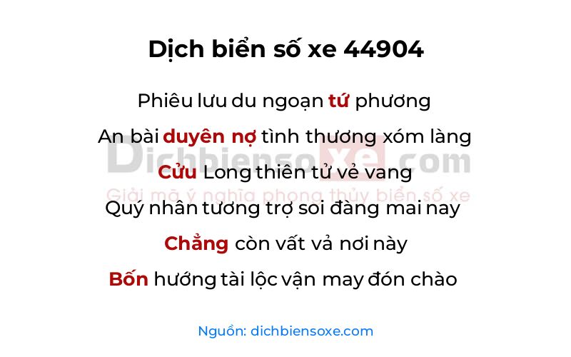 Dịch thơ biển số 44904