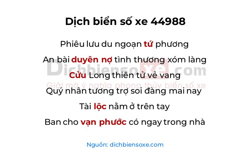Dịch thơ biển số 44988