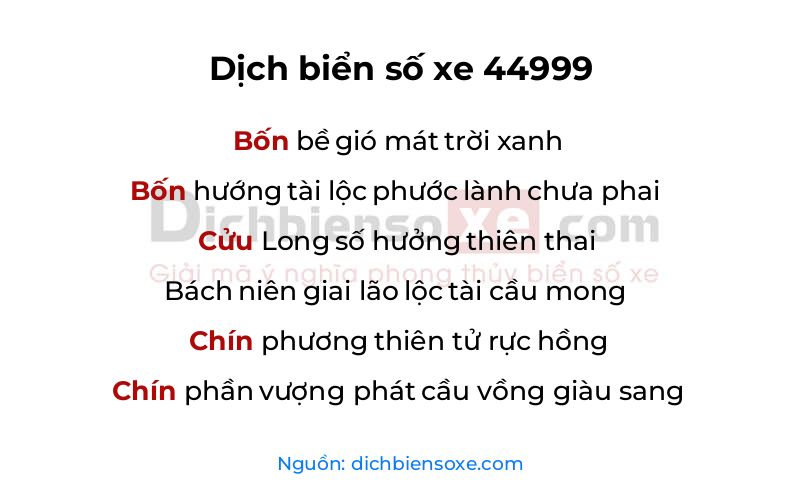 Dịch thơ biển số 44999