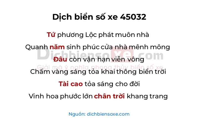 Dịch thơ biển số 45032