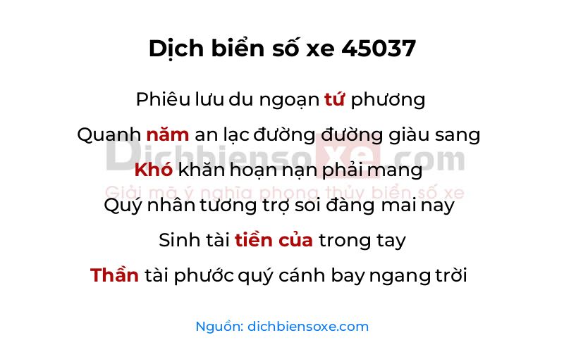 Dịch thơ biển số 45037