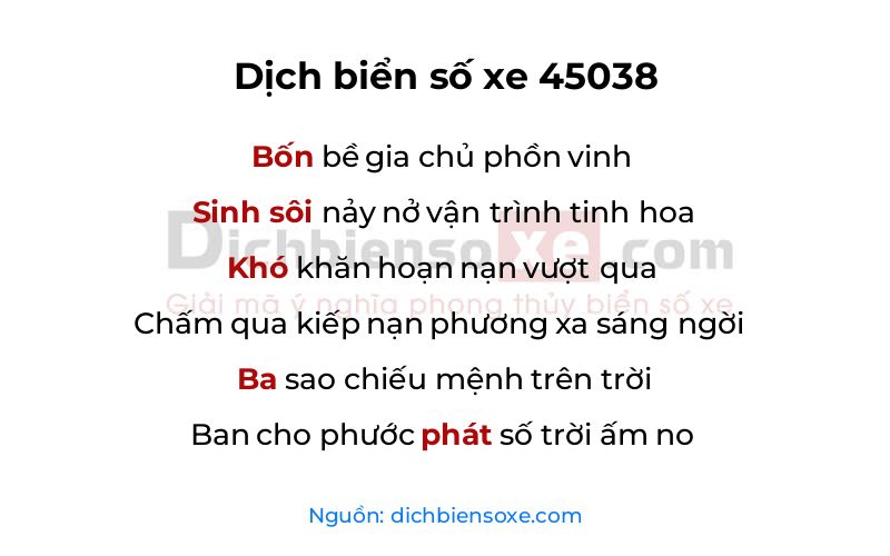 Dịch thơ biển số 45038