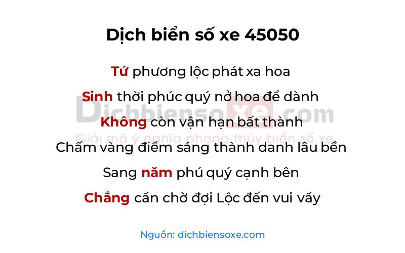 Dịch thơ biển số 45050