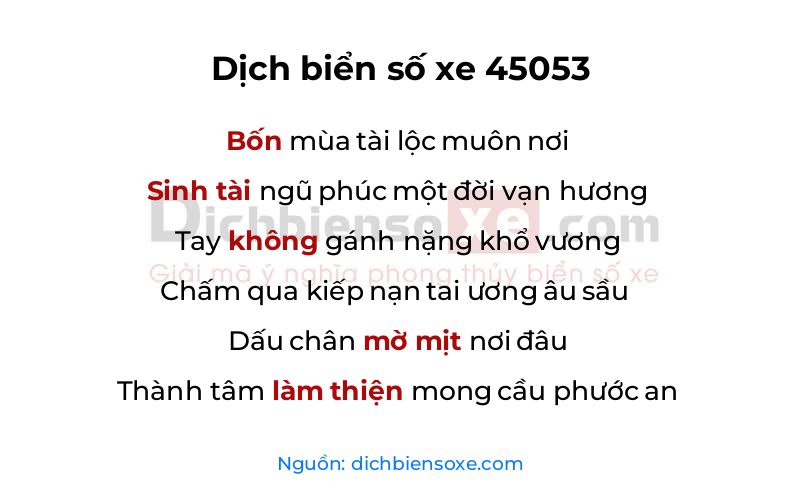 Dịch thơ biển số 45053