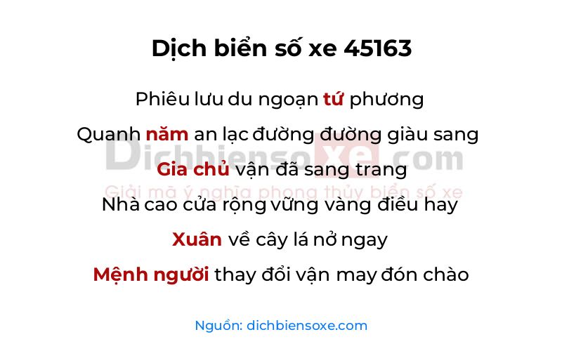 Dịch thơ biển số 45163