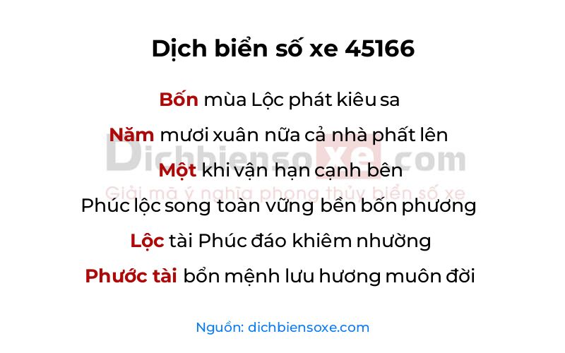 Dịch thơ biển số 45166