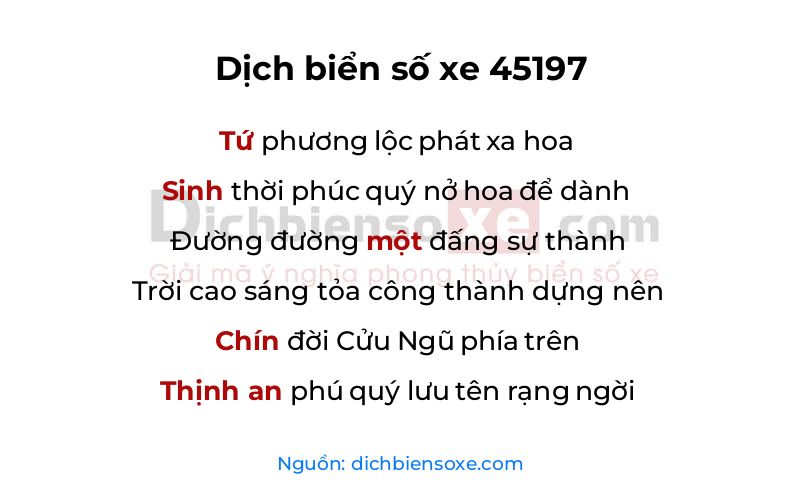 Dịch thơ biển số 45197