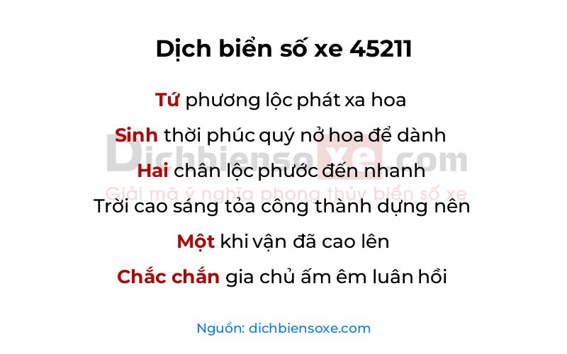 Dịch thơ biển số 45211
