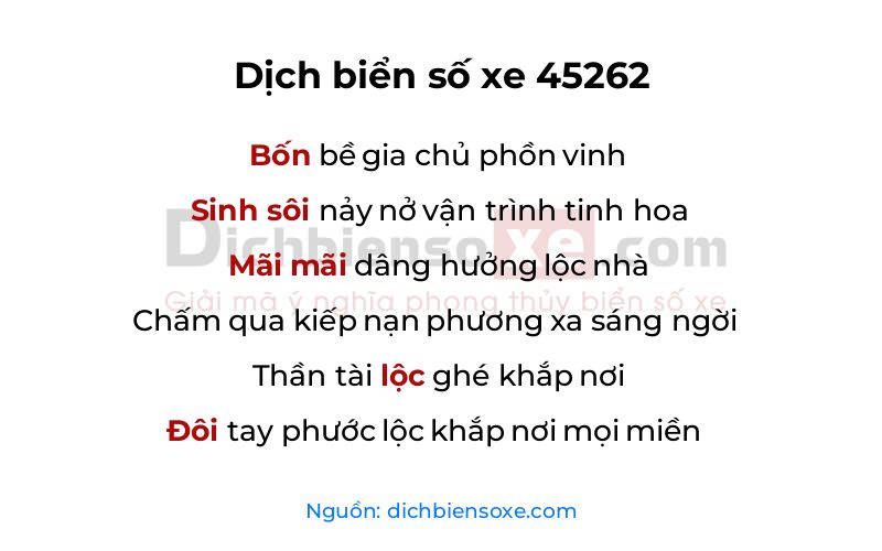 Dịch thơ biển số 45262