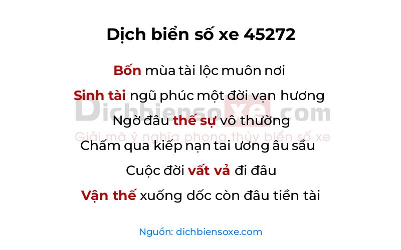Dịch thơ biển số 45272
