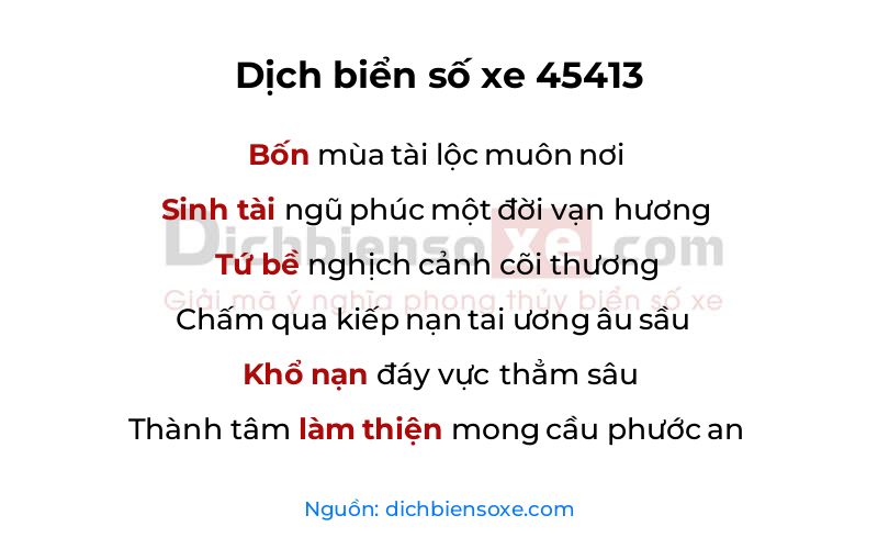 Dịch thơ biển số 45413