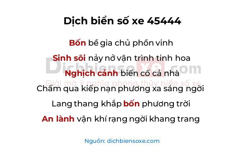 Dịch thơ biển số 45444