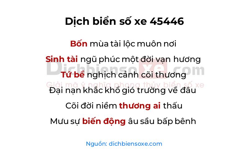 Dịch thơ biển số 45446