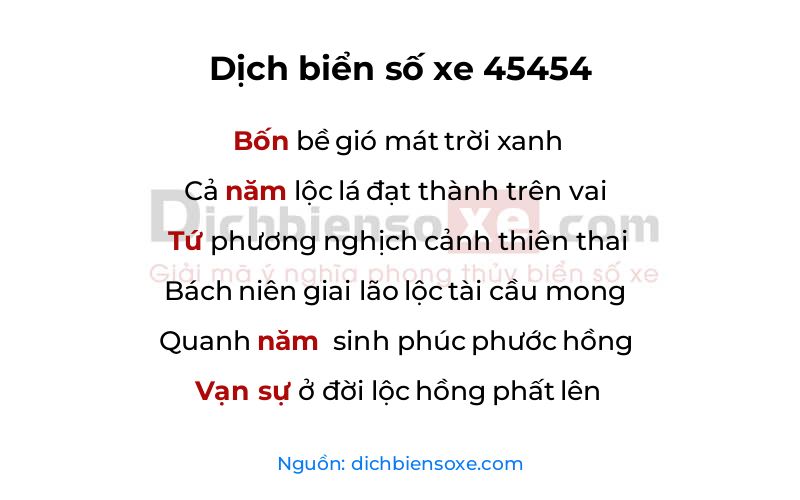 Dịch thơ biển số 45454