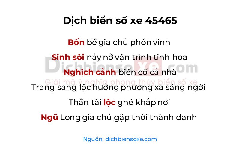 Dịch thơ biển số 45465