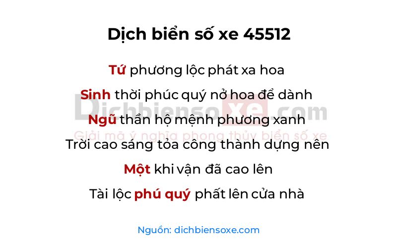 Dịch thơ biển số 45512