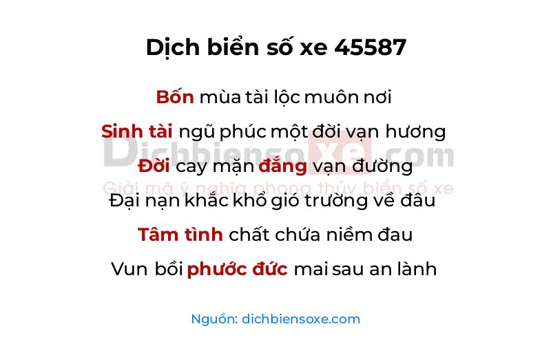 Dịch thơ biển số 45587