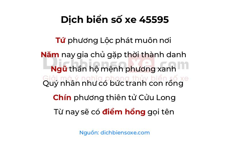 Dịch thơ biển số 45595