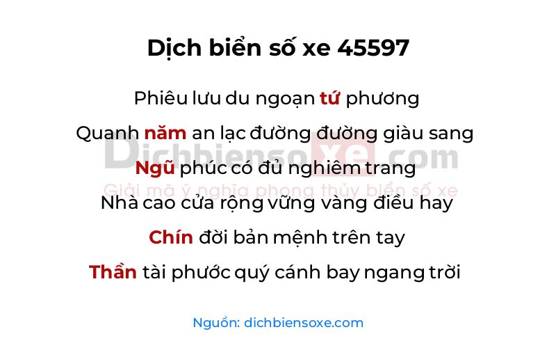 Dịch thơ biển số 45597