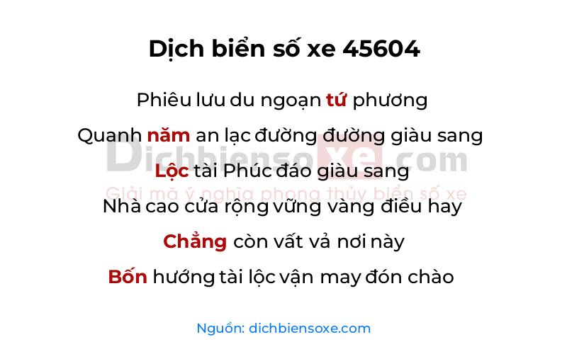 Dịch thơ biển số 45604