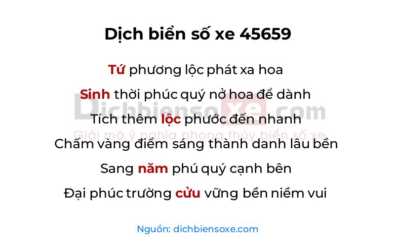 Dịch thơ biển số 45659