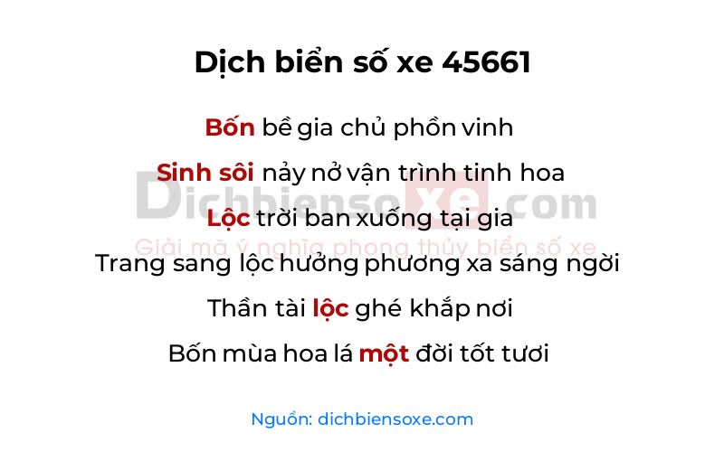 Dịch thơ biển số 45661