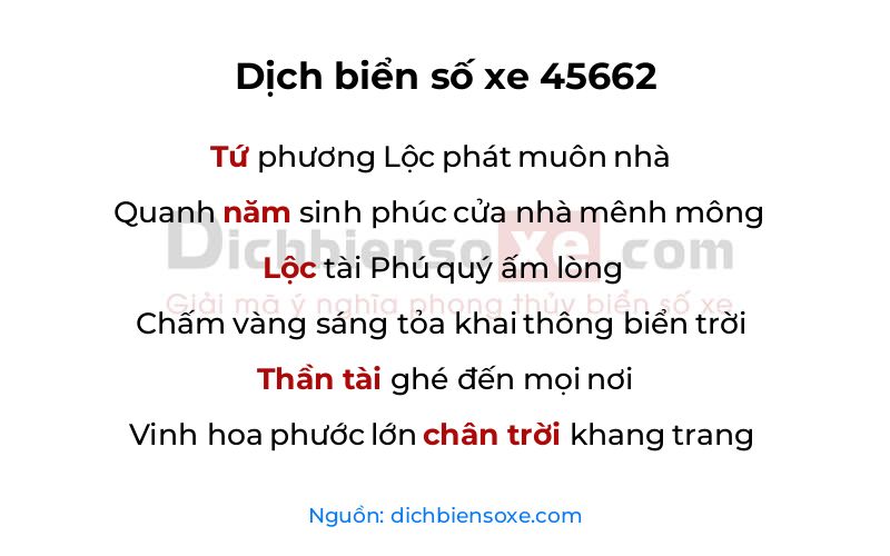 Dịch thơ biển số 45662
