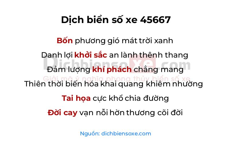 Dịch thơ biển số 45667