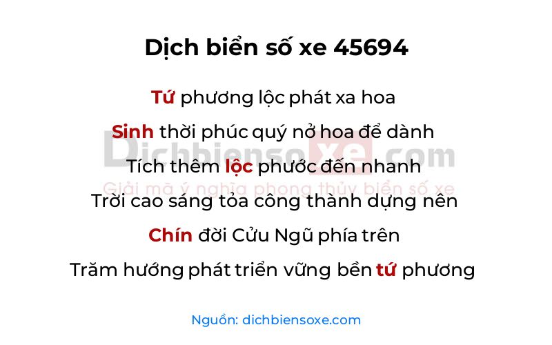 Dịch thơ biển số 45694