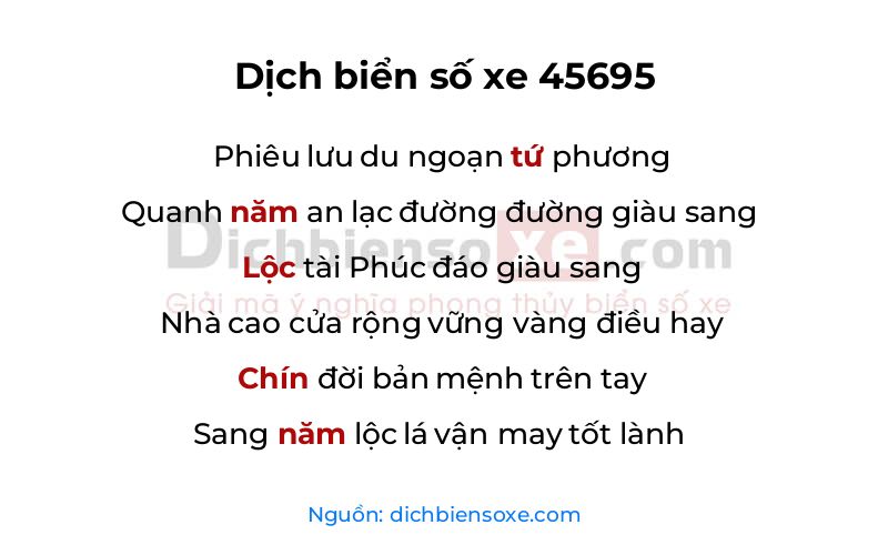 Dịch thơ biển số 45695