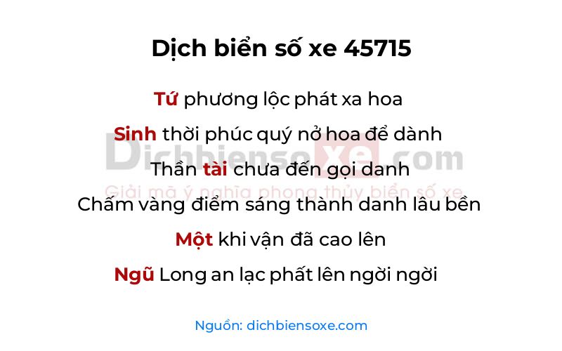 Dịch thơ biển số 45715