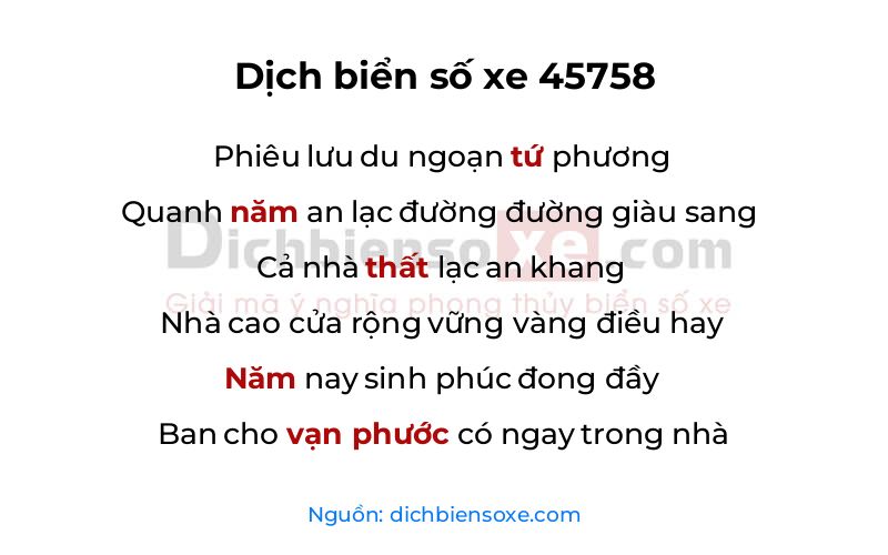 Dịch thơ biển số 45758
