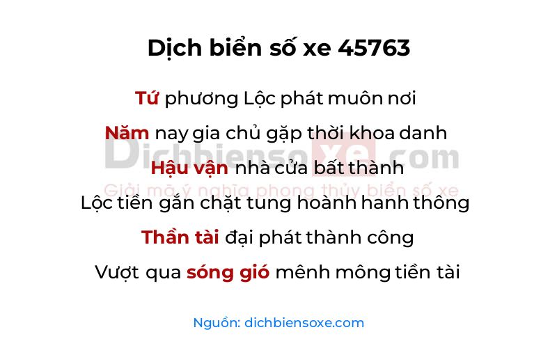 Dịch thơ biển số 45763