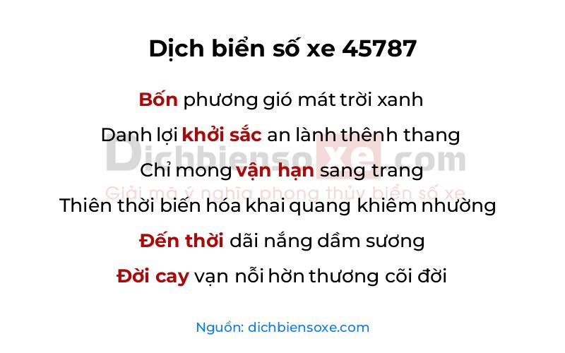 Dịch thơ biển số 45787