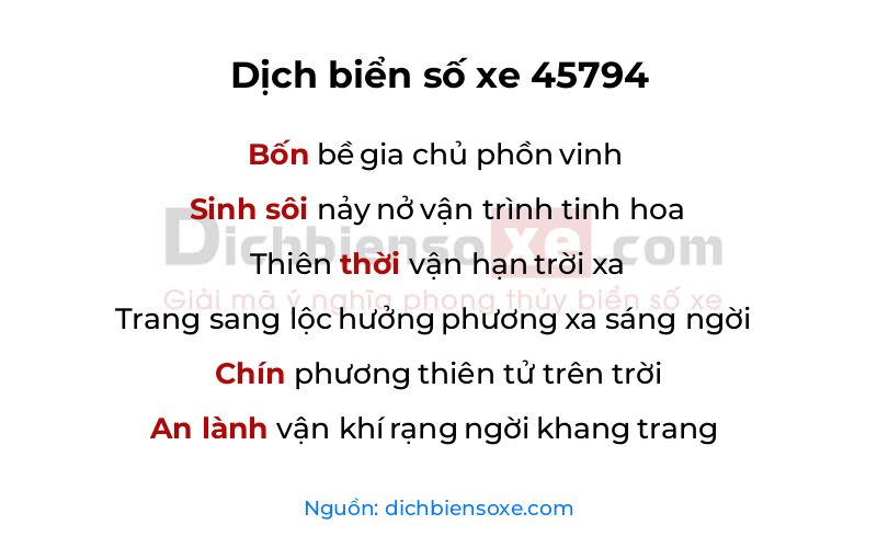 Dịch thơ biển số 45794